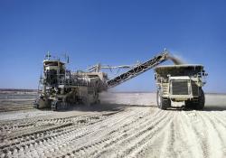 Wirtgen Surface Miner directly loads the cut material on trucks 