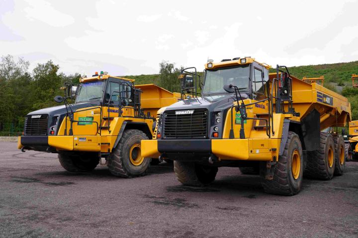 Nearly 60 items are included in the unreserved auction, including dump trucks, excavators and crushing plants