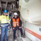 Udo Noss and Werner Kruse with Metso's C150 jaw crusher 