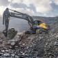 The EC550E T3 excavator can fill an A35G or A40G hauler with four to six buckets